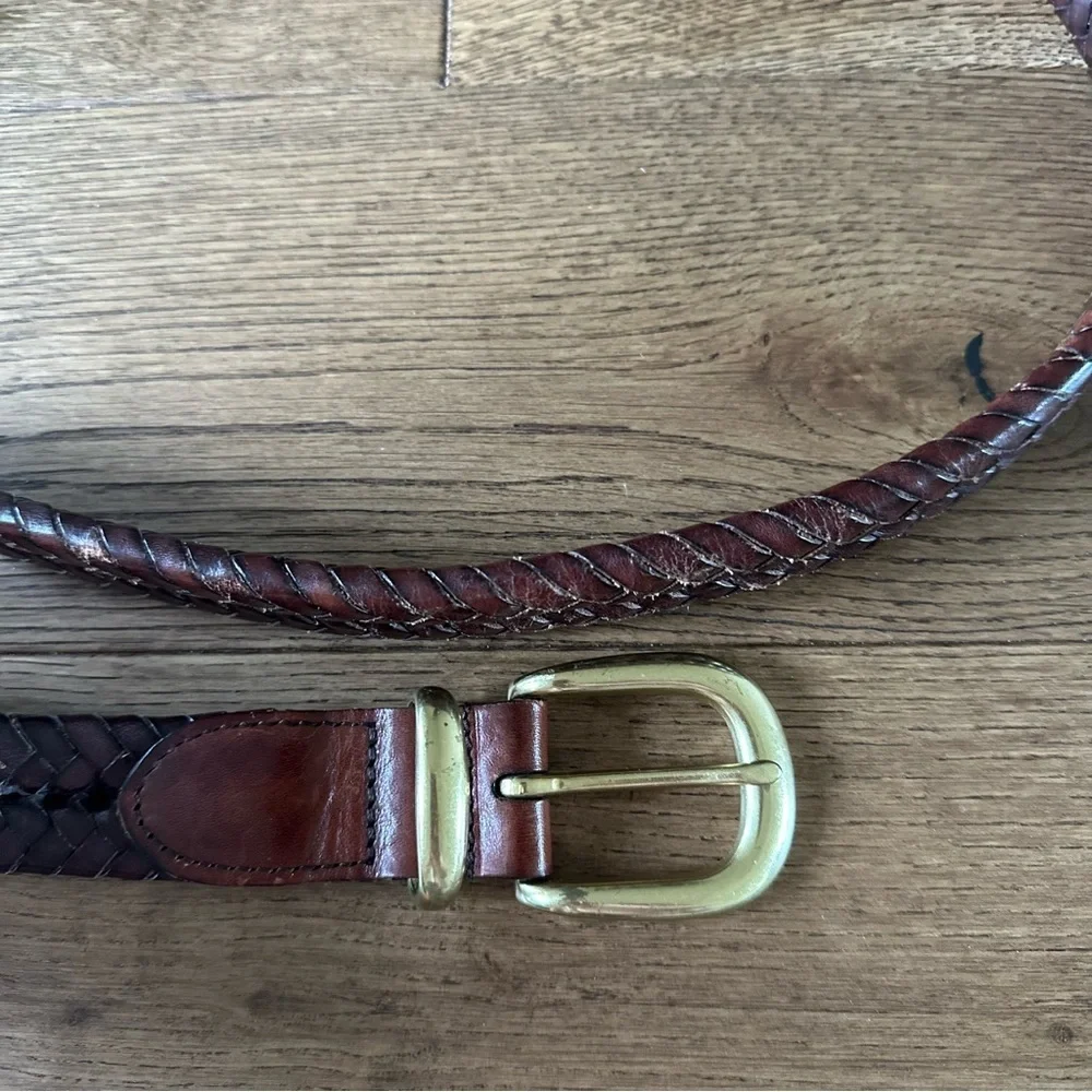 Vintage Coach Braided Belt Brown Leather Sz L 38” 95 cm